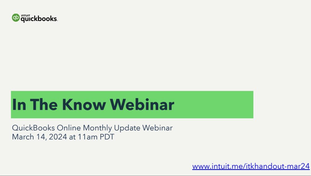 QuickBooks Online Updates